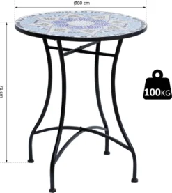 Nancy's Marrero Garden Table - Table De Balcon - Mosaïque - Desserte - Rond - Acier - Céramique - 60 X 60 X 71 Cm -Jardin Meubles Magasin 1071x1200 3