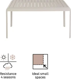 NATERIAL - Table De Balcon Rectangulaire IDAHO - 144 X 70 X 75 Cm - 2 à 4 Personnes - Aluminium - Beige - Table à Manger - Table De Jardin - Table D'appoint -Jardin Meubles Magasin 1075x1200 4