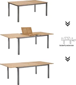 NATERIAL- Salon De Jardin 8 Personnes - Table De Jardin ORIS 180/240x100 Cm - Table Extensible - 8 Chaises De Jardin ORIS Avec Accoudoirs - Fauteuil De Jardin - Empilable - Salon - Aluminium - Textilène -Jardin Meubles Magasin 1076x1200 8