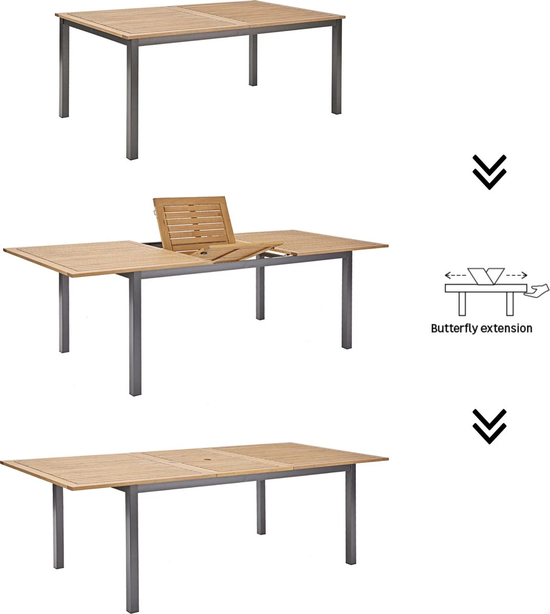 NATERIAL- Salon De Jardin 6 Personnes - Table De Jardin ORIS 180/240x100cm - Table Extensible - 6 Chaises De Jardin DORA Avec Accoudoirs - Empilable - Salon - Aluminium - Plastique Recyclé 4 NATERIAL- Salon De Jardin 6 Personnes - Table De Jardin ORIS 180/240x100cm - Table Extensible - 6 Chaises De Jardin DORA Avec Accoudoirs - Empilable - Salon - Aluminium - Plastique Recyclé – Image 4