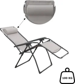 GENERIC - Fauteuil De Jardin Avec Accoudoirs ZERO GRAVITY - Lounger - Transat De Jardin - Multiples Positions - Pliable - Avec Kussen Intégré - Acier - Beige - 100 Kg MAX - 91x65.5x116 Cm 11 GENERIC - Fauteuil De Jardin Avec Accoudoirs ZERO GRAVITY - Lounger - Transat De Jardin - Multiples Positions - Pliable - Avec Kussen Intégré - Acier - Beige - 100 Kg MAX - 91x65.5x116 Cm -Jardin Meubles Magasin 1077x1200