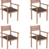 Prolenta Premium - Chaises De Jardin De Jardin 4 Pcs Avec Coussins Taupe En Teck Massif