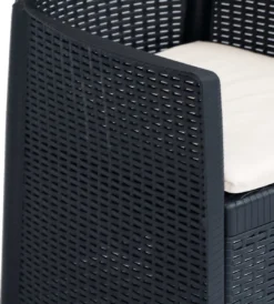 La Dolce Vita - Salon De Jardin 3 Pièces - Salon De Terrasse - Salon De Jardin Avec Chaises Et Table - Salon De Plein Air Aspect Rotin Plastique Anthracite -Jardin Meubles Magasin 1080x1200 7