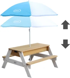 AXI Nick Table Sable Et Eau / Table Pique Nique Marron / Blanc - Table D’eau Avec Couvercle, Boîtes De Rangement & Parasol - Table De Jeu Enfant à Eau Pour Le Jardin -Jardin Meubles Magasin 1084x1200 4
