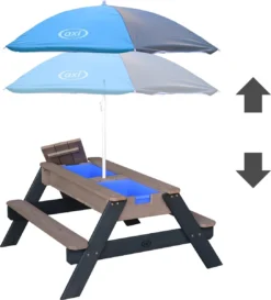 AXI Nick Table Sable Et Eau / Table Pique Nique Anthracite / Gris - Table D’eau Avec Couvercle, Boîtes De Rangement & Parasol - Table De Jeu Enfant à Eau Pour Le Jardin -Jardin Meubles Magasin 1086x1200 3