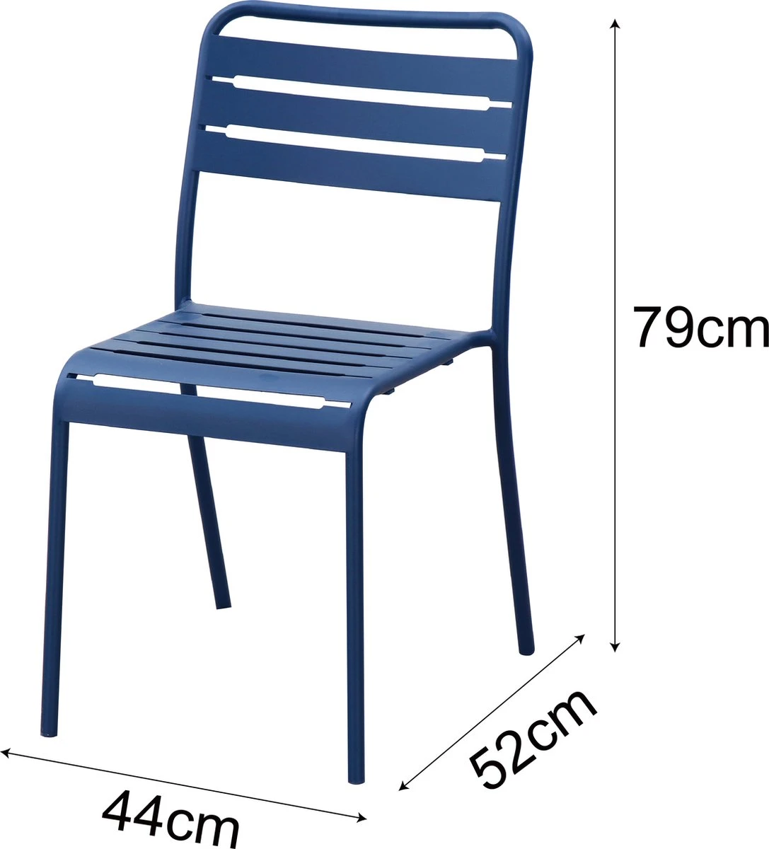 GENERIC - Set De 4 Chaises De Jardin CAFE - 4 X Chaise De Jardin - Empilables - L.52 X L. 44 X H.79 - Acier - Blue Neptune - Chaises De Patio - Chaises De Salle à Manger - Chaise Empilable 2 GENERIC - Set De 4 Chaises De Jardin CAFE - 4 X Chaise De Jardin - Empilables - L.52 X L. 44 X H.79 - Acier - Blue Neptune - Chaises De Patio - Chaises De Salle à Manger - Chaise Empilable – Image 2