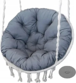Aio - Coussin De Chaise De Jardin Suspendu - Balançoire Nid De Cigogne - Coussin D'Assise Imperméable 110cm - Grijs