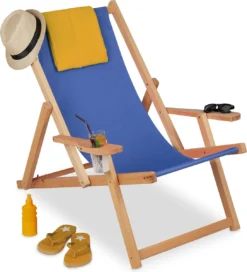 Chaise De Plage Relaxdays En Bois - Avec 3 Positions - Chaise Longue Pliante - Chaise Pliante - Chaise Pliante