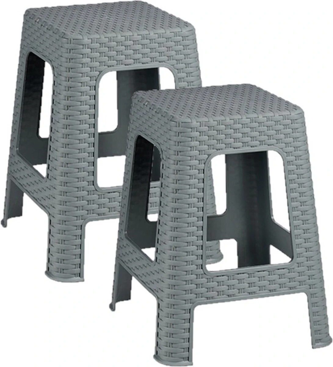 Escabeau / Tabouret En Rotin Gris Clair - 36 X 36 X 45 Cm - Tabourets Pratiques Pour Cuisine/ Salle De Bain / Chambre 3 Escabeau / Tabouret En Rotin Gris Clair - 36 X 36 X 45 Cm - Tabourets Pratiques Pour Cuisine/ Salle De Bain / Chambre – Image 3