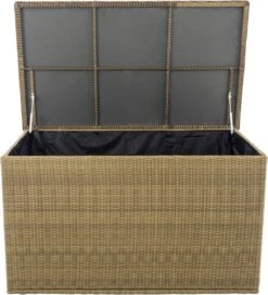 Opbergbox En Rotin XL - 129 X 57 X 59 Cm Crème - Boîte à Coussins De Jardin - Imperméable - Avec Couvercle - Pour L'intérieur & L'extérieur - Boîte De Jardin -Jardin Meubles Magasin 1092x1200 2