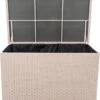 Opbergbox En Rotin XL - 129 X 57 X 59 Cm Bouleau - Boîte à Coussins De Jardin - Imperméable - Avec Couvercle - Pour Intérieur & Extérieur - Boîte De Jardin