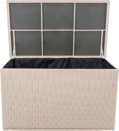 Opbergbox En Rotin XL - 129 X 57 X 59 Cm Bouleau - Boîte à Coussins De Jardin - Imperméable - Avec Couvercle - Pour Intérieur & Extérieur - Boîte De Jardin