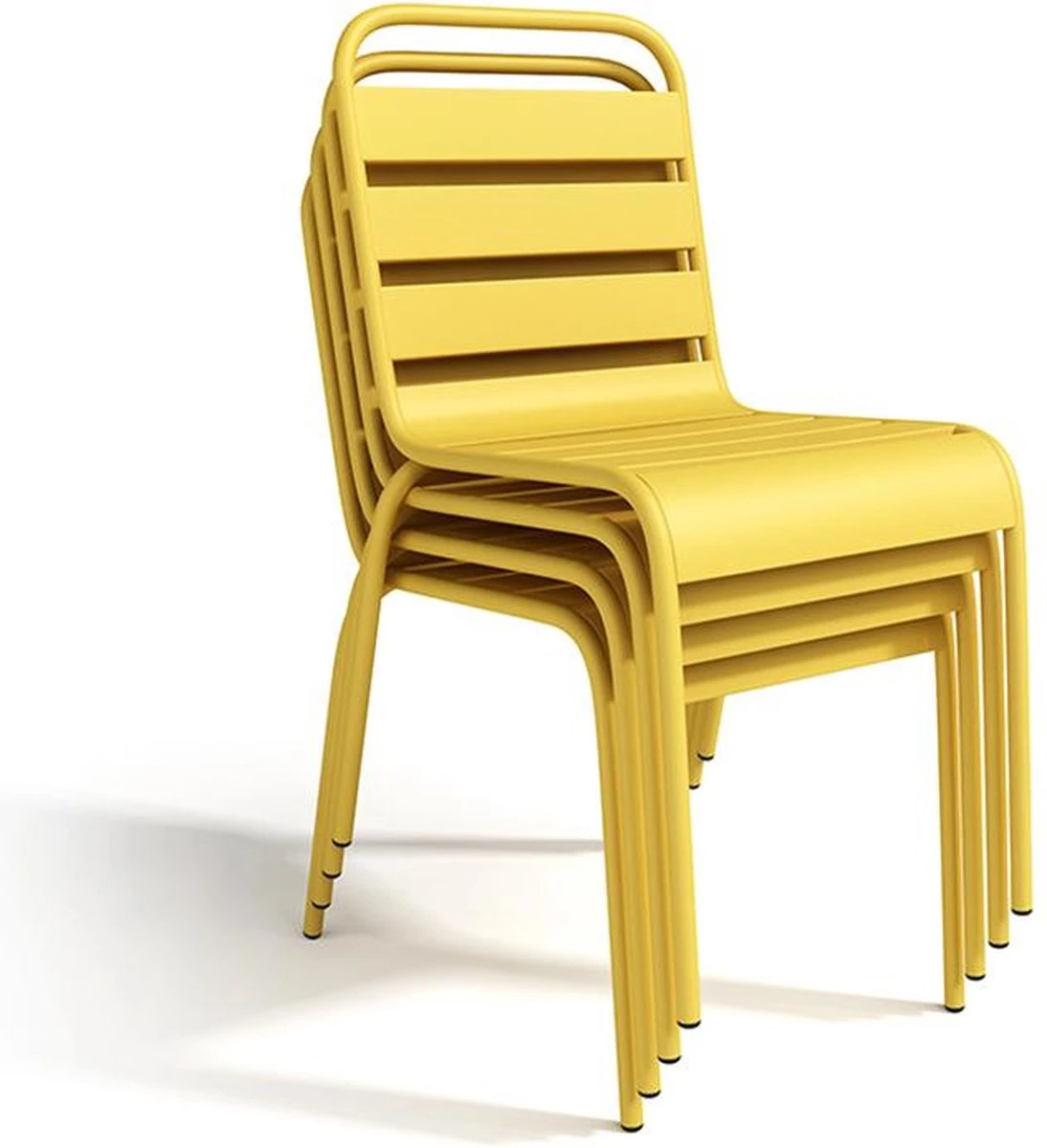 MYLIA Salon De Jardin MIRMANDE : Table L.160 Cm Avec 2 Fauteuils Empilables & 4 Chaises Empilables - Métal - Jaune L 160 Cm X H 79 Cm X P 80 Cm 2 MYLIA Salon De Jardin MIRMANDE : Table L.160 Cm Avec 2 Fauteuils Empilables & 4 Chaises Empilables - Métal - Jaune L 160 Cm X H 79 Cm X P 80 Cm – Image 2