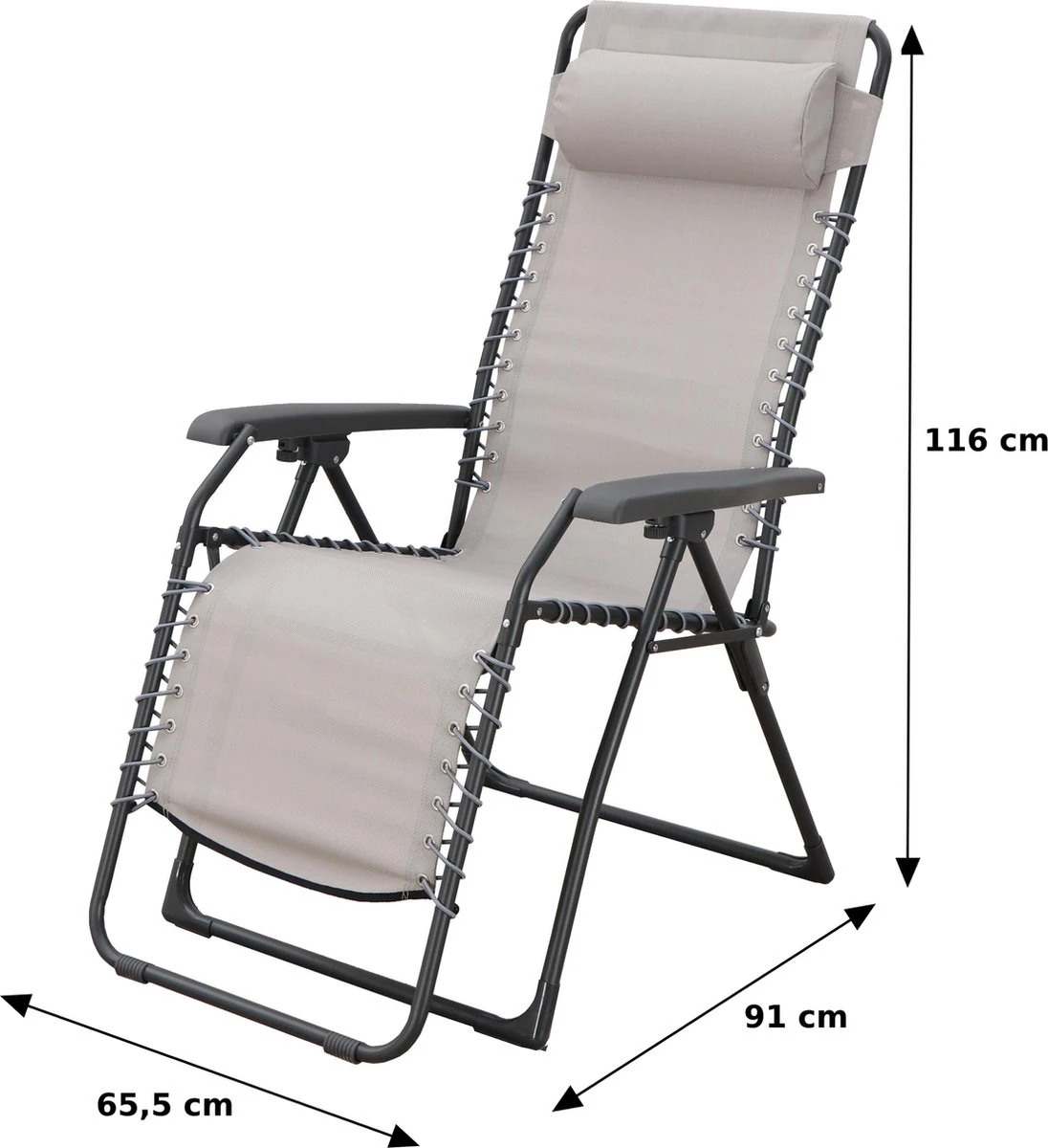 GENERIC - Fauteuil De Jardin Avec Accoudoirs ZERO GRAVITY - Lounger - Transat De Jardin - Multiples Positions - Pliable - Avec Kussen Intégré - Acier - Beige - 100 Kg MAX - 91x65.5x116 Cm 2 GENERIC - Fauteuil De Jardin Avec Accoudoirs ZERO GRAVITY - Lounger - Transat De Jardin - Multiples Positions - Pliable - Avec Kussen Intégré - Acier - Beige - 100 Kg MAX - 91x65.5x116 Cm – Image 2