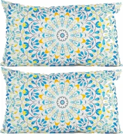 Anna's Collection Coussin D'extérieur Mandala - 2x - Bleu - 30 X 50 Cm - Résistant à Water Et Aux UV