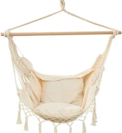 Chaise Suspendue I-wannahave - Chaise Hamac Pour L'intérieur Et L'extérieur, Incl. 2 Coussins Et Compartiment Livre - Adultes & Enfants - Nid Suspendu Jusqu'à 225kg - Beige -Jardin Meubles Magasin 1105x1200 1