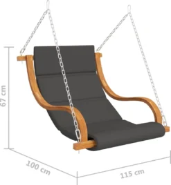 Prolenta Premium - Chaise Berçante - Chaise Berçante Avec Kussen En Bois Massif Courbé Finition Teck - Anthracite - Balançoire -Jardin Meubles Magasin 1108x1200