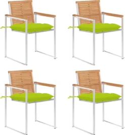 Prolenta Premium - Chaises De Jardin De Jardin 4 Pcs Avec Coussins En Teck Massif