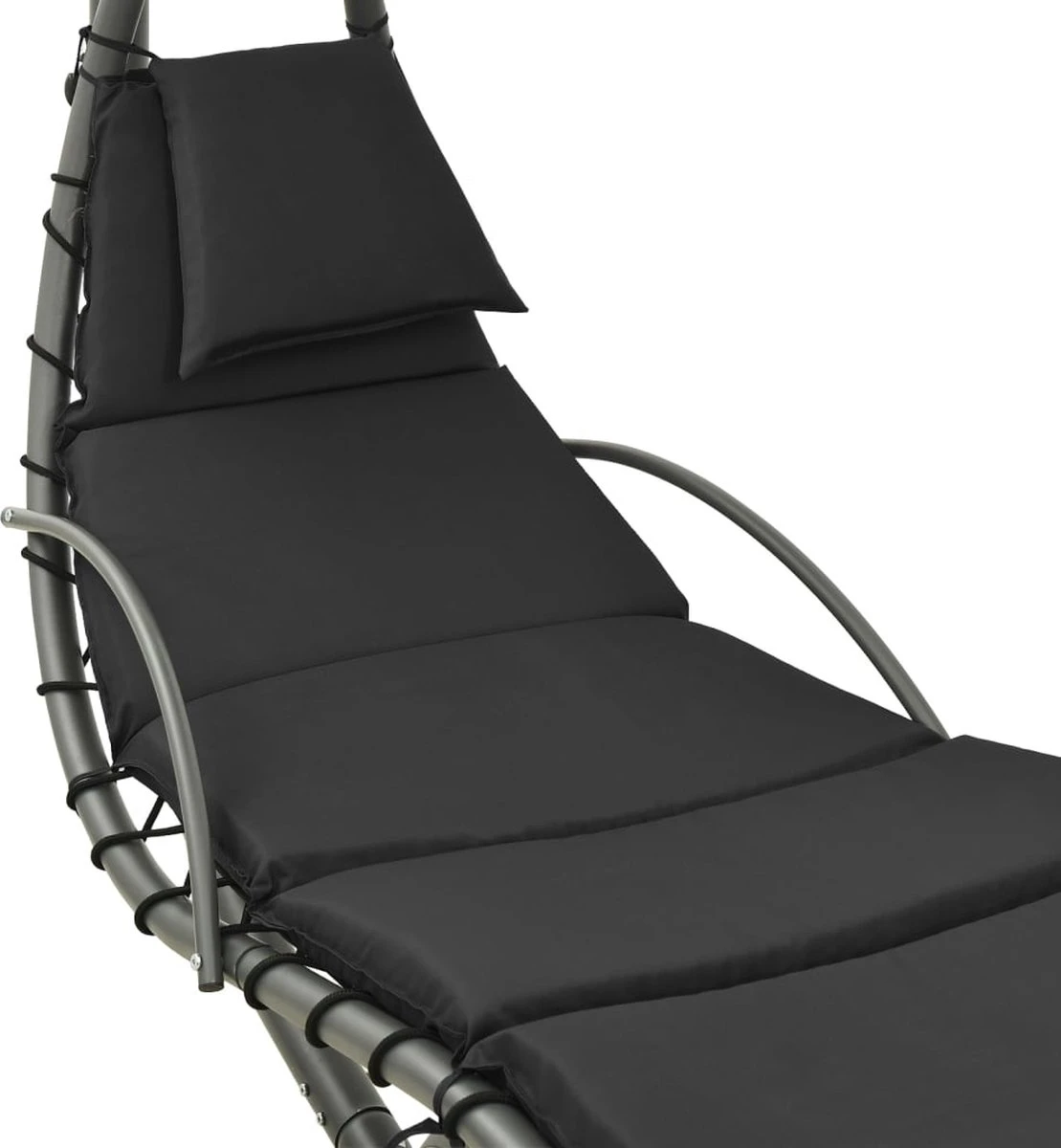 Prolenta Premium - Chaise à Bascule - Chaise à Bascule De Jardin 190x90x200 Cm Tissu Noir Et Gris - Zwart - Balançoire 2 Prolenta Premium - Chaise à Bascule - Chaise à Bascule De Jardin 190x90x200 Cm Tissu Noir Et Gris - Zwart - Balançoire – Image 2