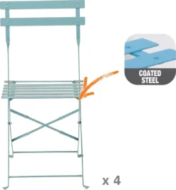 NATERIAL - Lot De 4 Chaises De Jardin FLORA - Chaises Pliantes - Chaises De Jardin Pliantes - Chaises De Patio - Chaises De Salle à Manger - Acier - Textilène - Bleu -Jardin Meubles Magasin 1111x1200 1