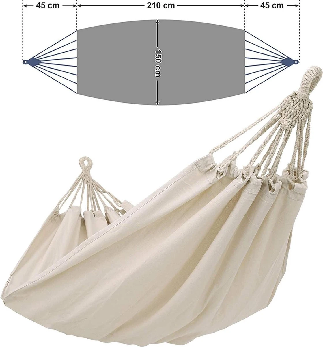Hamac SONGMICS Pour Plusieurs Personnes 210 X 150 Cm, TÜV Rheinland, Capacité De Charge Jusqu'à 300 Kg, Pour Camping Outdoor Randonnée Jardin, Beige GDC15M 4 Hamac SONGMICS Pour Plusieurs Personnes 210 X 150 Cm, TÜV Rheinland, Capacité De Charge Jusqu'à 300 Kg, Pour Camping Outdoor Randonnée Jardin, Beige GDC15M – Image 4
