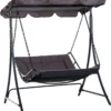 Outsunny Swing Transat Avec Toit Hollywood Swing Transat Pour L'extérieur Pour 2 Personnes Gris Acier 84A-072GY