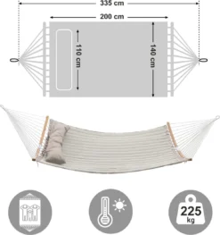 SONGMICS Hamac Pour 2 Personnes, Rembourré, Avec Tiges De Bambou Pliées Séparables, Avec Kussen, Tissu Oxford, 200 X 140 Cm, Charge Jusqu'à 225 Kg, Blanc Crème-beige GDC34BE -Jardin Meubles Magasin 1125x1200