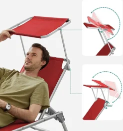 Chaise Longue Avec Toit, Chaise Longue, Chaise Longue De Jardin, Aluminium, Dossier Réglable, Pliable, , Jardin, Balcon, Terrasse, Rouge 10 Chaise Longue Avec Toit, Chaise Longue, Chaise Longue De Jardin, Aluminium, Dossier Réglable, Pliable, , Jardin, Balcon, Terrasse, Rouge -Jardin Meubles Magasin 1127x1200 3