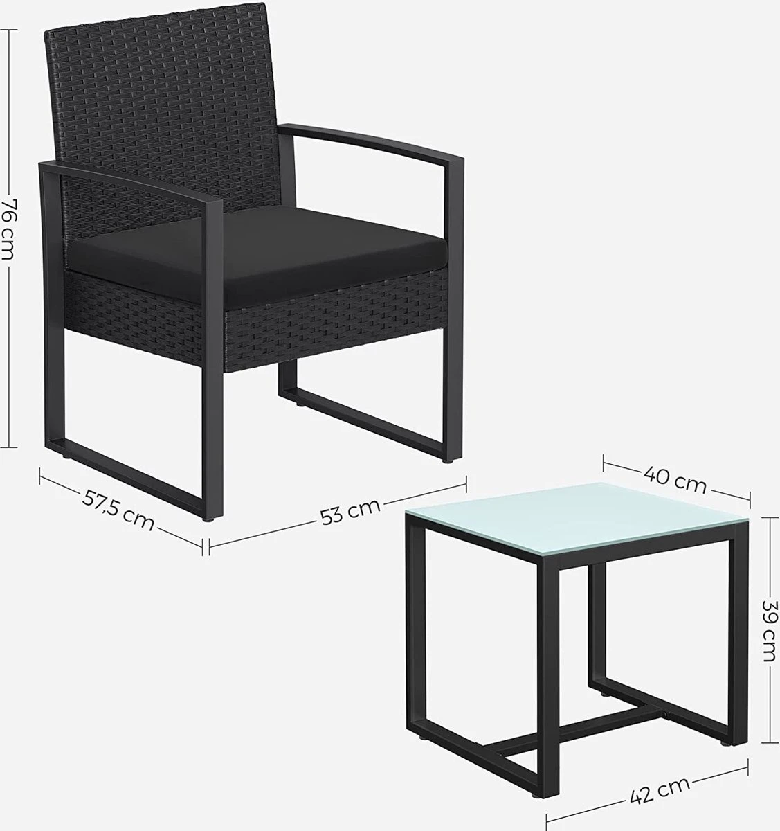 Salon De Jardin 2 Personnes - Coussins Lavables - Table De Jardin Avec Chaises - Ensembles De Jardin - Zwart - Salon De Jardin Salon De Jardin 15 Salon De Jardin 2 Personnes - Coussins Lavables - Table De Jardin Avec Chaises - Ensembles De Jardin - Zwart - Salon De Jardin Salon De Jardin – Image 15