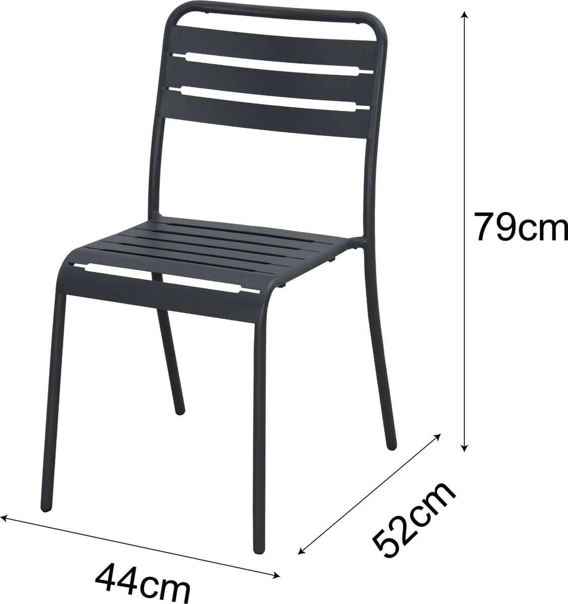GENERIC - Set De 4 Chaises De Jardin CAFE - 4 X Chaise De Jardin - Empilable - L.52 X L. 44 X H.79 - Acier - Anthracite - Chaises De Terrasse - Chaises De Salle à Manger - Chaise Empilable 2 GENERIC - Set De 4 Chaises De Jardin CAFE - 4 X Chaise De Jardin - Empilable - L.52 X L. 44 X H.79 - Acier - Anthracite - Chaises De Terrasse - Chaises De Salle à Manger - Chaise Empilable – Image 2