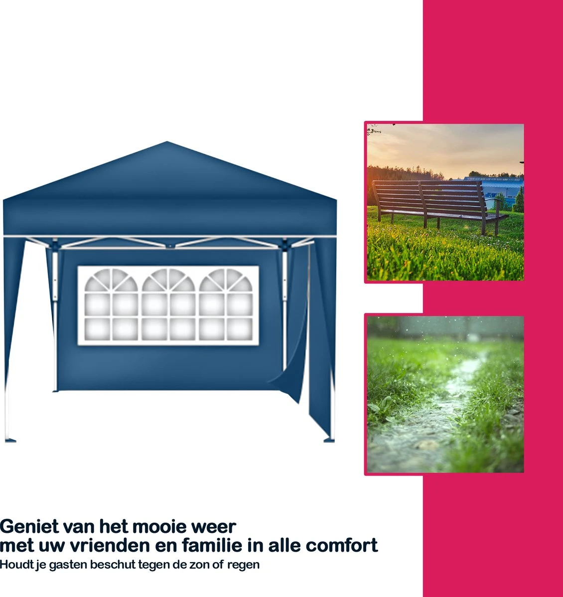 Coazy | Tente De Réception étanche 3x3 Mètres Pliable Avec 2 Parois Latérales | Pavillon Avec 2 Panneaux Latéraux | Facile à Monter | Tente Pop-up Avec Piquets, Corde Et Pieds Antidérapants 8 Coazy | Tente De Réception étanche 3x3 Mètres Pliable Avec 2 Parois Latérales | Pavillon Avec 2 Panneaux Latéraux | Facile à Monter | Tente Pop-up Avec Piquets, Corde Et Pieds Antidérapants – Image 8