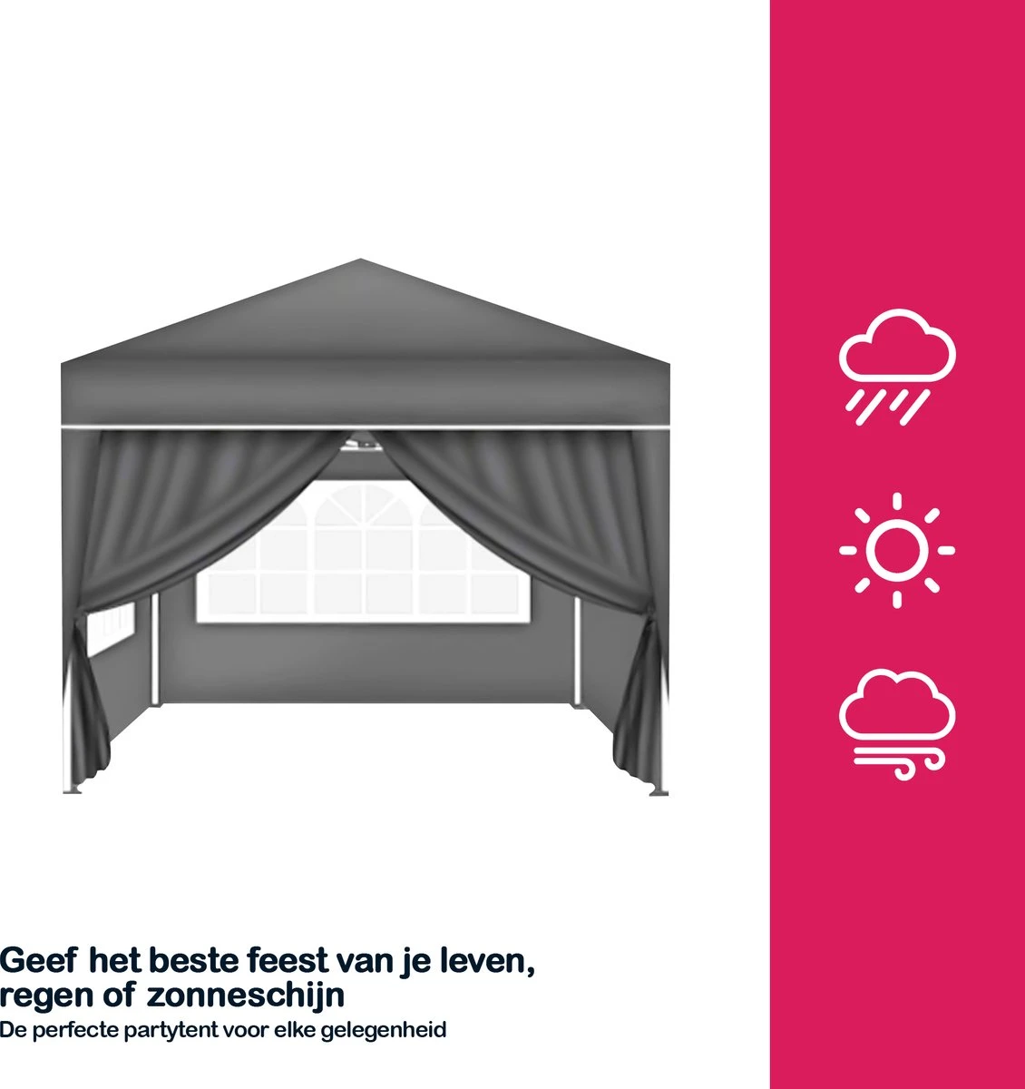 Coazy | Tente De Réception étanche 3x3 Mètres Pliable Avec 4 Parois Latérales | Pavillon Avec 4 Panneaux Latéraux | Facile à Monter | Tente Pop-up Avec Piquets, Corde Et Pieds Antidérapants 10 Coazy | Tente De Réception étanche 3x3 Mètres Pliable Avec 4 Parois Latérales | Pavillon Avec 4 Panneaux Latéraux | Facile à Monter | Tente Pop-up Avec Piquets, Corde Et Pieds Antidérapants – Image 10