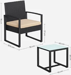 Ensemble De Salon De Jardin - En Polyrotin - Ensemble Lounge - Aspect Rotin - 2 Chaises - Avec Table En Verre - Zwart -Jardin Meubles Magasin 1130x1200 7