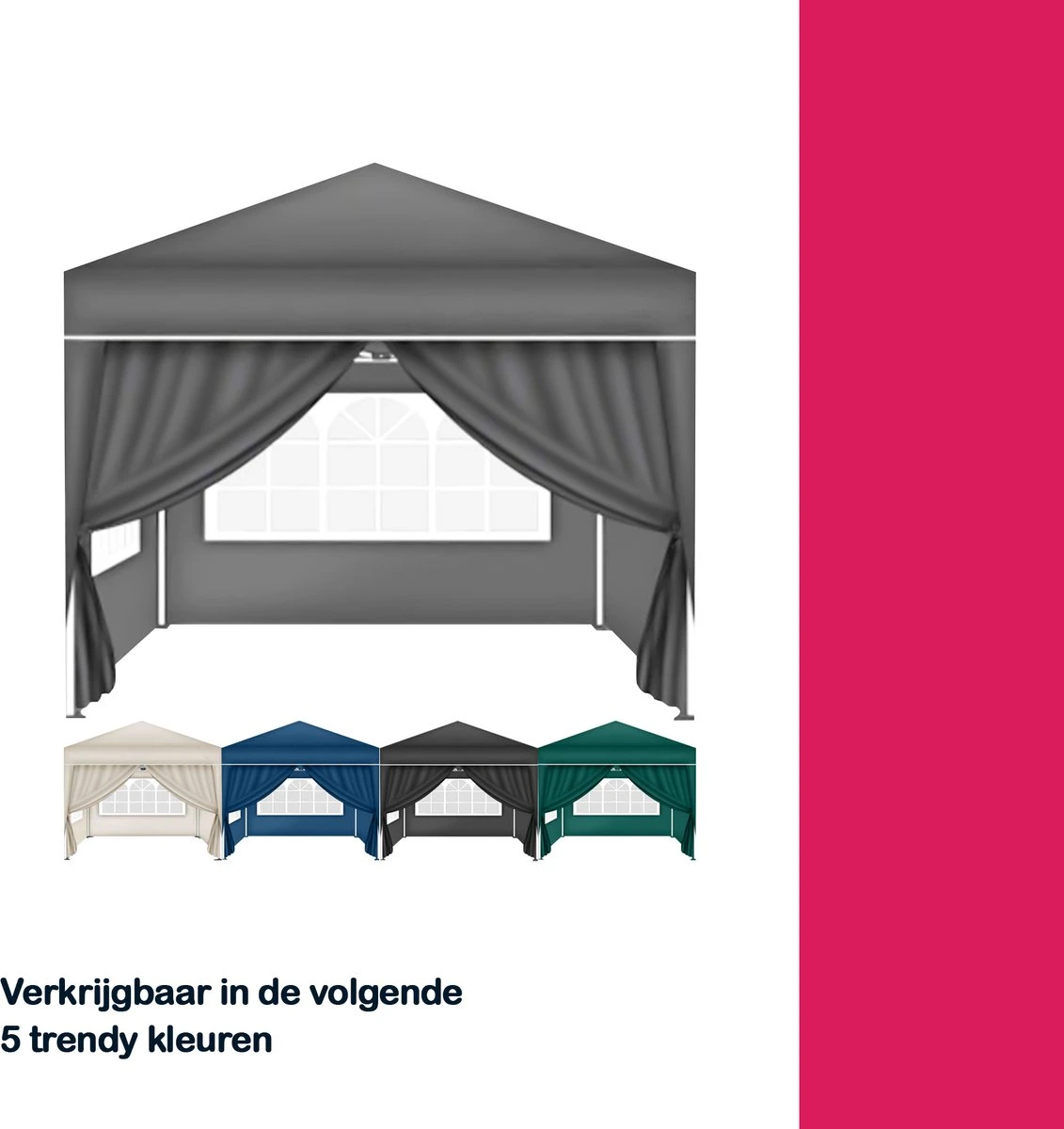 Coazy | Tente De Réception étanche 3x3 Mètres Pliable Avec 4 Parois Latérales | Pavillon Avec 4 Panneaux Latéraux | Facile à Monter | Tente Pop-up Avec Piquets, Corde Et Pieds Antidérapants 2 Coazy | Tente De Réception étanche 3x3 Mètres Pliable Avec 4 Parois Latérales | Pavillon Avec 4 Panneaux Latéraux | Facile à Monter | Tente Pop-up Avec Piquets, Corde Et Pieds Antidérapants – Image 2