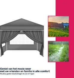 Coazy | Tente De Réception étanche 3x3 Mètres Pliable Avec 4 Parois Latérales | Pavillon Avec 4 Panneaux Latéraux | Facile à Monter | Tente Pop-up Avec Piquets, Corde Et Pieds Antidérapants 15 Coazy | Tente De Réception étanche 3x3 Mètres Pliable Avec 4 Parois Latérales | Pavillon Avec 4 Panneaux Latéraux | Facile à Monter | Tente Pop-up Avec Piquets, Corde Et Pieds Antidérapants -Jardin Meubles Magasin 1132x1200 1