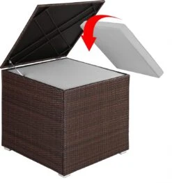 Casaria Coffre De Rangement 75x75x70cm Idéal Coussin Polyrotin Résistant Intempéries Revêtement Brun -Jardin Meubles Magasin 1132x1200 11
