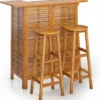 La Dolce Vita - 3 Pièces GardenBar Avec Chaises - Meuble Bar - Meuble Bar - Meuble D'angle Bar - Table Haute Avec Tabourets - Meuble Bistro Avec Table Et Chaises Bois D'acacia Massif