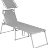 IN.HOMEXL Chaises De Jardin Pliables Leone - Chaises De Jardin Chaises Longues - Avec Toit Ouvrant - Dossier Réglable - Métal - Charge De 150 Kg - Grijs