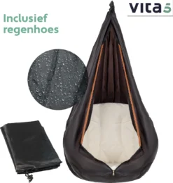 Chaise Suspendue Pour Intérieur Et Extérieur. Avec Oreiller, Porte-gobelet, Compartiment Livre Et Housse De Protection Chaise Suspendue Macramé Basket Pour Adultes Et Enfants. Peut Supporter Jusqu'à 125 Kg. VITA5 (panier Marron / Coussin Beige) -Jardin Meubles Magasin 1138x1200 1