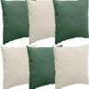 Hesperide Canapé/déco/coussins De Jardin - Intérieur/extérieur - Set 6x Pièces - Beige/vert - 40x40 Cm