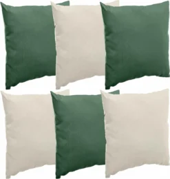 Hesperide Canapé/déco/coussins De Jardin - Intérieur/extérieur - Set 6x Pièces - Beige/vert - 40x40 Cm