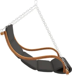 Prolenta Premium - Chaise Berçante - Chaise Berçante Avec Kussen En Bois Massif Courbé Finition Teck - Anthracite - Balançoire -Jardin Meubles Magasin 1138x1200