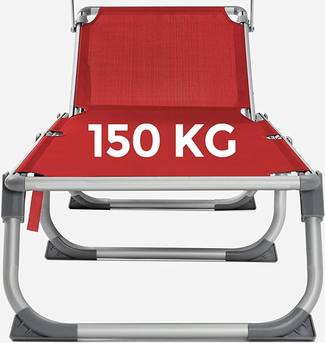 Chaise Longue Avec Toit, Chaise Longue, Chaise Longue De Jardin, Aluminium, Dossier Réglable, Pliable, , Jardin, Balcon, Terrasse, Rouge 2 Chaise Longue Avec Toit, Chaise Longue, Chaise Longue De Jardin, Aluminium, Dossier Réglable, Pliable, , Jardin, Balcon, Terrasse, Rouge – Image 2