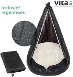 Chaise Suspendue Pour Intérieur Et Extérieur. Avec Oreiller, Porte-gobelet, Compartiment Livre Et Housse De Protection Chaise Suspendue Macramé Basket Pour Adultes Et Enfants. Peut Supporter Jusqu'à 125 Kg. VITA5 (beige) -Jardin Meubles Magasin 1141x1200 2