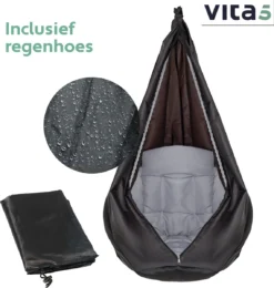 Chaise Suspendue Pour Intérieur Et Extérieur. Avec Oreiller, Porte-gobelet, Compartiment Livre Et Housse De Protection Chaise Suspendue Macramé Basket Pour Adultes Et Enfants. Peut Supporter Jusqu'à 125 Kg. VITA5 (Grijs) -Jardin Meubles Magasin 1141x1200