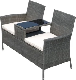 Banc De Jardin El Mirage De Nancy's - Chaises De Jardin De Jardin - Canapé 2 Places - Table - Poly Rotin - Tressé - Osier - Acier - Grijs - 133 X 63 X 84 Cm -Jardin Meubles Magasin 1142x1200 1