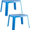 2x Morceaux De Tables D'enfants En Plastique Bleu 55 X 66 X 43 Cm - Table D'enfants à L'extérieur - Table D'appoint