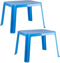 2x Morceaux De Tables D'enfants En Plastique Bleu 55 X 66 X 43 Cm - Table D'enfants à L'extérieur - Table D'appoint