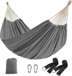 SONGMICS Hamac Pour 2 Personnes 210 X 150 Cm Charge Maximale 300 Kg Pour Terrasse, Balcon, Jardin, Extérieur, Y Compris Sac De Transport, Sangles De Fixation Et Mousqueton