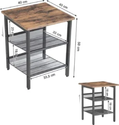 Songmics VASAGLE Tables De Chevet De Chevet, Ensemble De 2 Tables D'appoint, Petites Tables Basses Avec étagères à Grille Réglables, Design Industriel, Vintage Marron-noir LET24X -Jardin Meubles Magasin 1146x1200 2